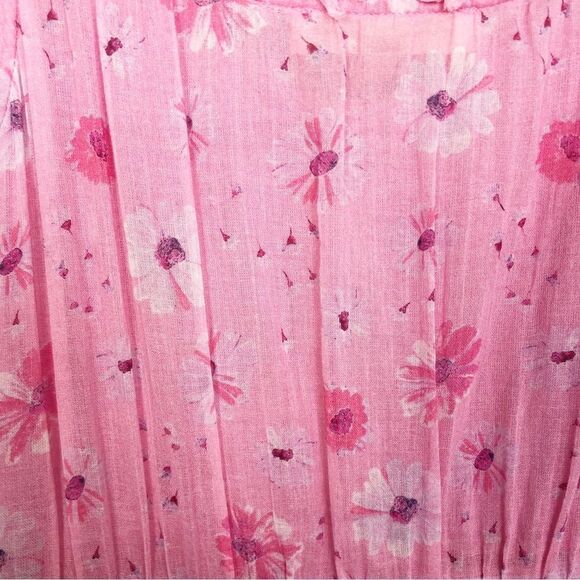 LOVESHACKFANCY | Norelli Smocked Ruffle Floral Pink Mini Dress Women’s Size L - Picture 11 of 12